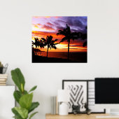 ハワイアンサンセットポスタープリント ポスター (ホームオフィス)