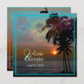 ハワイアンサンセット/ビーチ/ルアウ(ハワイ式宴会)/招待状 招待状 (正面/裏面)