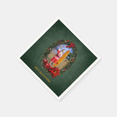 ハワイアンサンタウィズサーフボードアットザビーチ スタンダードカクテルナプキン (角)