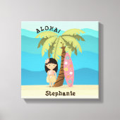 ハワイアンサーファーガール キャンバスプリント (正面)