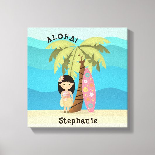ハワイアンサーファーガール キャンバスプリント (正面)