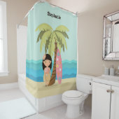 ハワイアンサーファーガール シャワーカーテン (インサイチュ)