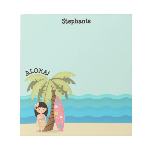 ハワイアンサーファーガール ノートパッド (正面)