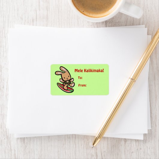 ハワイアンサーフィンバニーホリデーマンガ ラベル (インサイチュ)