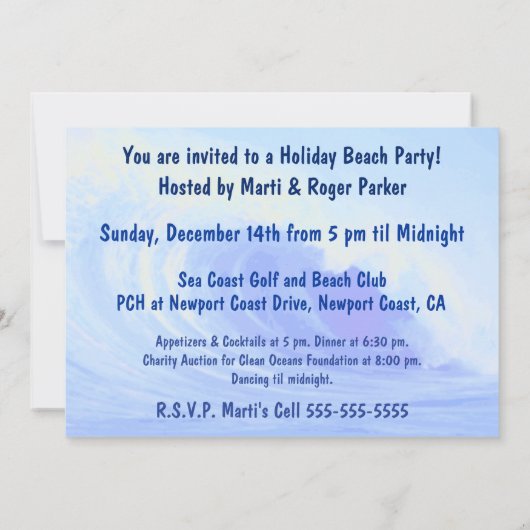 ハワイアンサーフィンバニーホリデーマンガ 招待状 (裏面)