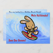 ハワイアンサーフィンバニーホリデーマンガ 招待状 (正面/裏面)