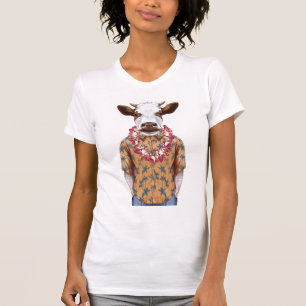 ハワイアンシャツの牛 Tシャツ
