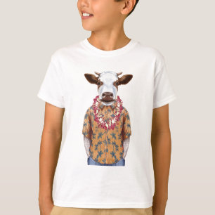 ハワイアンシャツの牛 Tシャツ