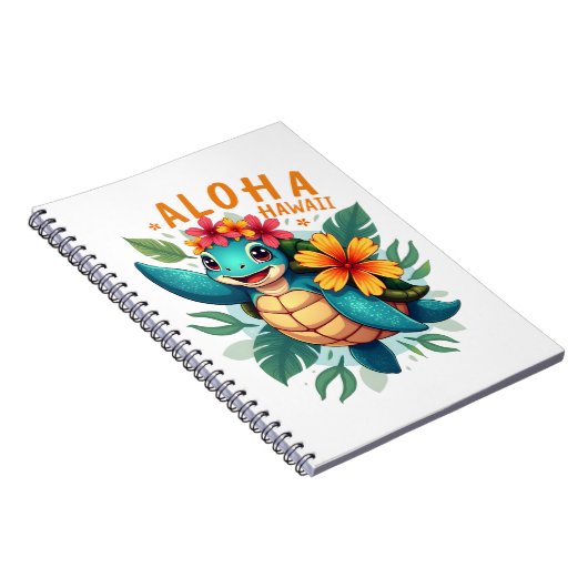 ハワイアンシャツアロハハワイウミガメ女の子 ノートブック (右側)