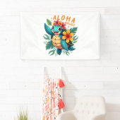 ハワイアンシャツアロハハワイウミガメ女の子 横断幕 (インサイチュ)