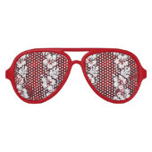 ハワイアンシャツトロピカルフラワーパターン(の模様が)ある アビエーターサングラス (正面)