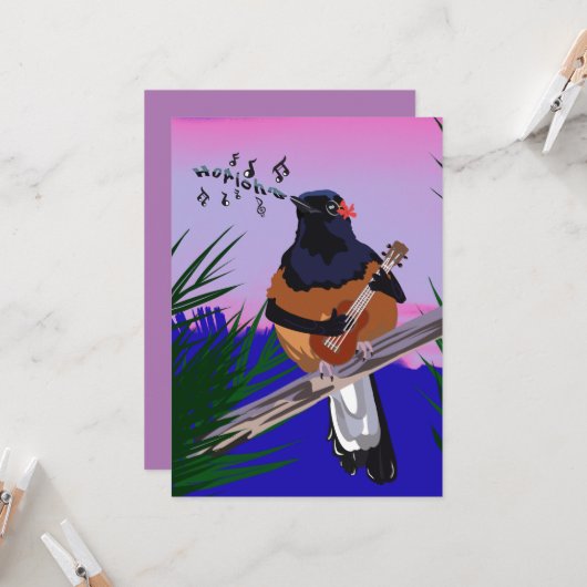 ハワイアンシャマ遊バードウクレレ 招待状 (正面/裏面インサイチュ)