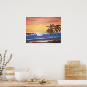 ハワイアンシースケープアットサンセット絵画のポスター ポスター (キッチン)