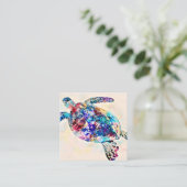 ハワイアンシータートルウォーターカラー スクエア名刺 (スタンド正面)