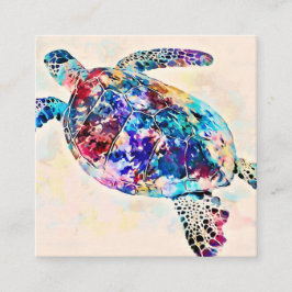 ハワイアンシータートルウォーターカラー スクエア名刺