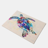 ハワイアンシータートルウォーターカラー ドアマット (アングル)