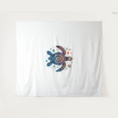 ハワイアンシータートルティージーディージーハワイビーチ タペストリー (正面(横))