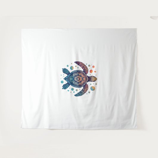 ハワイアンシータートルティージーディージーハワイビーチ タペストリー (正面(横))