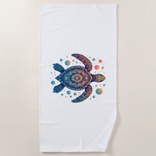 ハワイアンシータートルティージーディージーハワイビーチ ビーチタオル (正面)