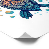 ハワイアンシータートルティージーディージーハワイビーチ ポスター (角)