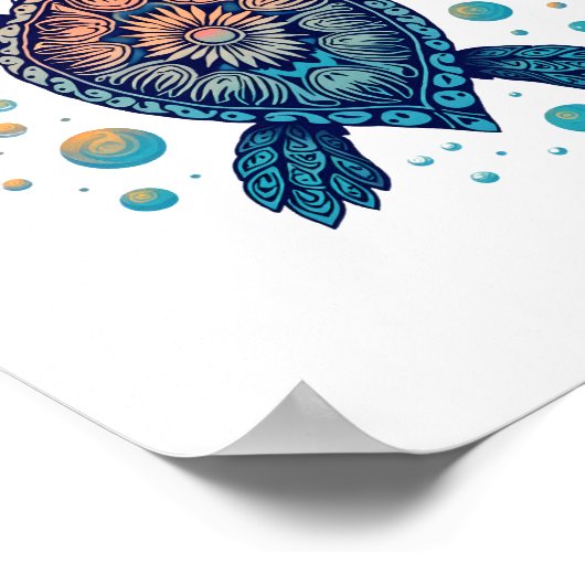 ハワイアンシータートルティージーディージーハワイビーチ ポスター (角)