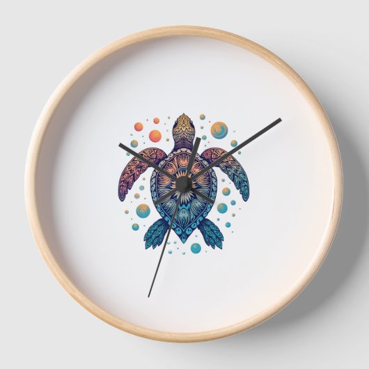 ハワイアンシータートルティージーディージーハワイビーチ 壁時計 (正面)