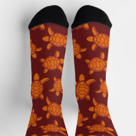 ハワイアンシータートルバーグンディパターン（の模様が）あるアロハ ソックス