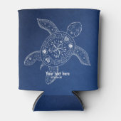 ハワイアンシータートルホワイトオンブルービーチトロピカル 缶クーラー (正面)