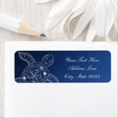 ハワイアンシータートルホワイトオンブルービーチ結婚式 ラベル (インサイチュ)