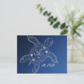 ハワイアンシータートルホワイトブルービーチ結婚式RSVP インビテーションポストカード (スタンド正面)