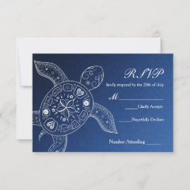 ハワイアンシータートルホワイトブルービーチ結婚式RSVP 出欠カード