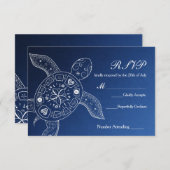 ハワイアンシータートルホワイトブルービーチ結婚式RSVP 出欠カード (正面/裏面)