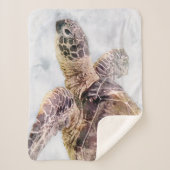 ハワイアンシータートルリアルウォーターカラー シェルパブランケット (正面)