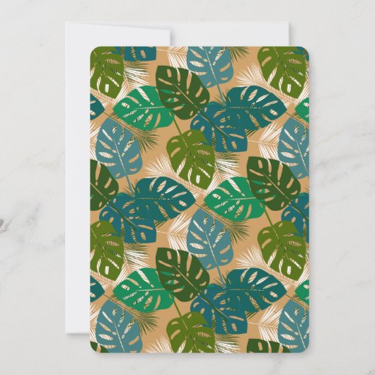 ハワイアンジャングルの葉ハイビスカスフラワー結婚ズ 招待状 (裏面)