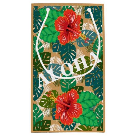 ハワイアンジャングルリーフハイビスカスアロハ スモールペーパーバッグ (裏面)