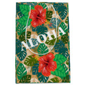 ハワイアンジャングルリーフハイビスカスアロハ ミディアムペーパーバッグ (正面)
