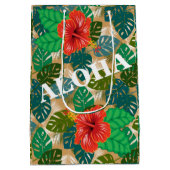 ハワイアンジャングルリーフハイビスカスアロハ ミディアムペーパーバッグ (裏面)