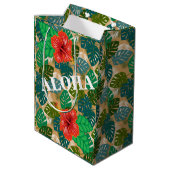 ハワイアンジャングルリーフハイビスカスアロハ ミディアムペーパーバッグ (裏面アングル)