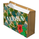 ハワイアンジャングルリーフハイビスカスアロハ ラージペーパーバッグ (正面アングル)