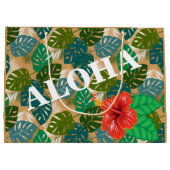 ハワイアンジャングルリーフハイビスカスアロハ ラージペーパーバッグ (裏面)