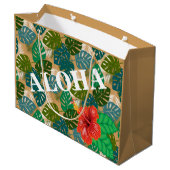 ハワイアンジャングルリーフハイビスカスアロハ ラージペーパーバッグ (裏面アングル)