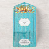 ハワイアンスカイランタンボホウッドトロピカルブルー オールインワン招待状 (外側)