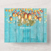 ハワイアンスカイランタンボホウッドトロピカルブルー オールインワン招待状 (裏面)