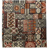 ハワイアンスタイルタパ部族布抽象芸術パッチウ シャワーカーテン (正面)