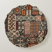 ハワイアンスタイルタパ部族布抽象芸術パッチウ ラウンドクッション (裏面)
