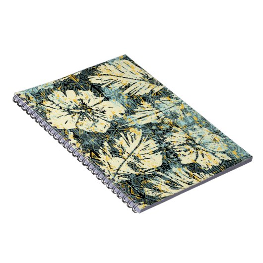 ハワイアンスタイルハイビスカス生地とトライバルバックグロ ノートブック (右側)