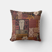 ハワイアンスタイル部族モチーフの布地パッチワークabstr クッション (正面)