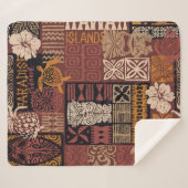 ハワイアンスタイル部族モチーフの布地パッチワークabstr シェルパブランケット (正面(横))