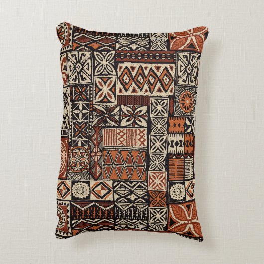 ハワイアンスタイルtapa部族のファブリック抽象芸術パッチwo アクセントクッション (裏面(縦))