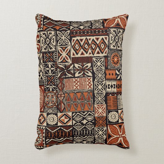 ハワイアンスタイルtapa部族のファブリック抽象芸術パッチwo アクセントクッション (正面(垂直))